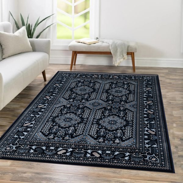 Zinat traditional rug in Navy