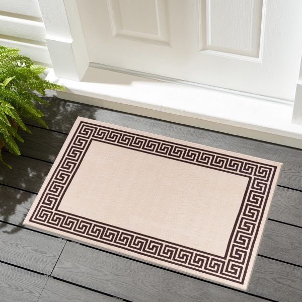 Greeky bordered rug in Beige Brown