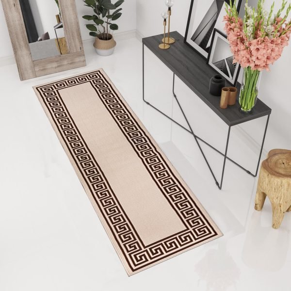 BeigeBrown-26.jpg Greeky bordered rug in Beige Brown