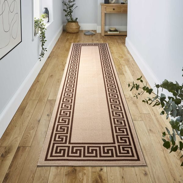 Greeky bordered rug in Beige Brown