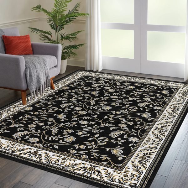 Marco traditional floral rug in Black