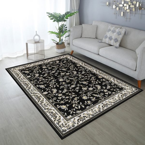 Marco traditional floral rug in Black