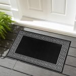 Greeky bordered rug in Black Grey