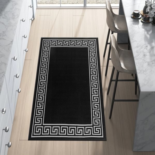 BlackGrey-30.jpg Greeky bordered rug in Black Grey