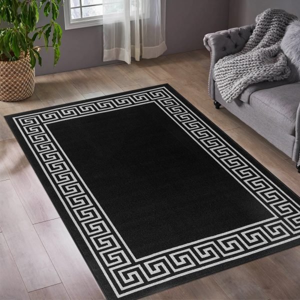 BlackGrey-31.jpg Greeky bordered rug in Black Grey