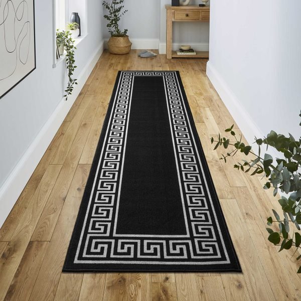 BlackGrey-33.jpg Greeky bordered rug in Black Grey