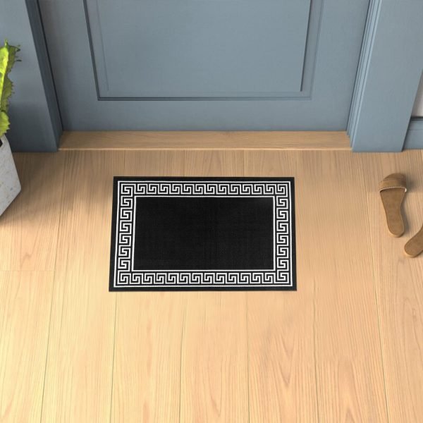 Greeky bordered rug in Black White