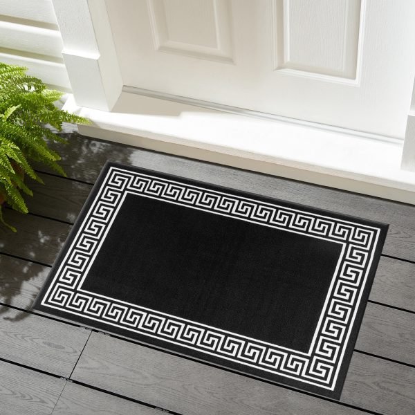 BlackWhite-17.jpg Greeky bordered rug in Black White