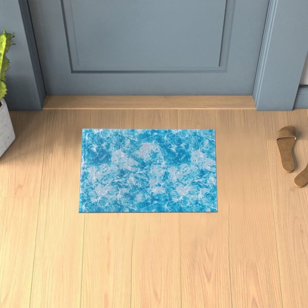 Marble effect rug in Blue