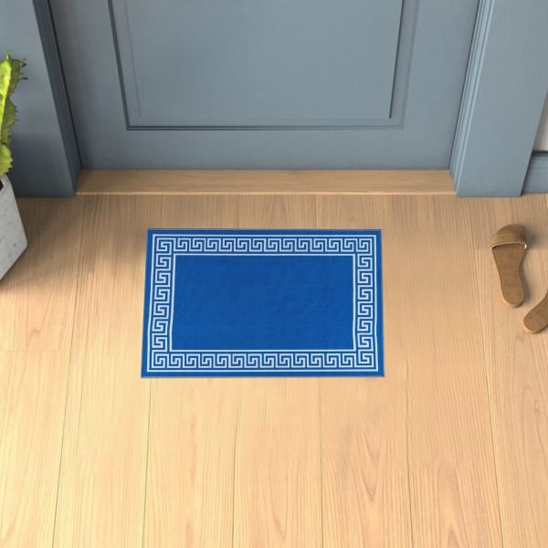 BlueCream.jpg Greeky bordered rug in Blue Cream