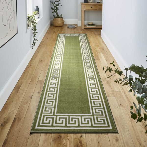GreenCream-13.jpg Greeky bordered rug in Green Cream