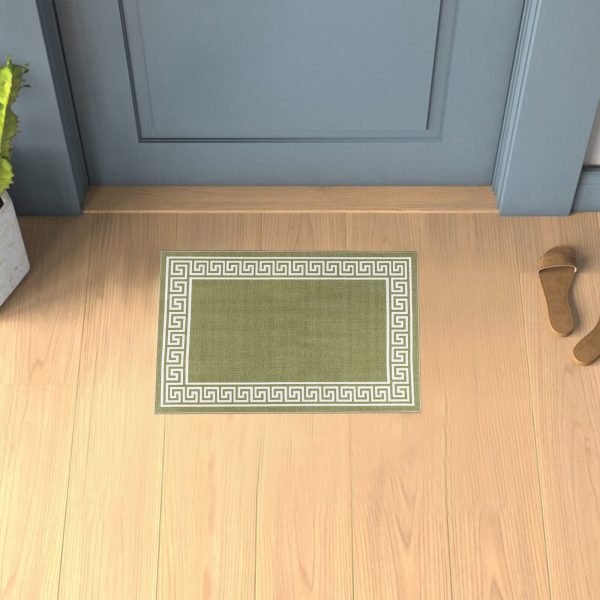 GreenCream.jpg Greeky bordered rug in Green Cream