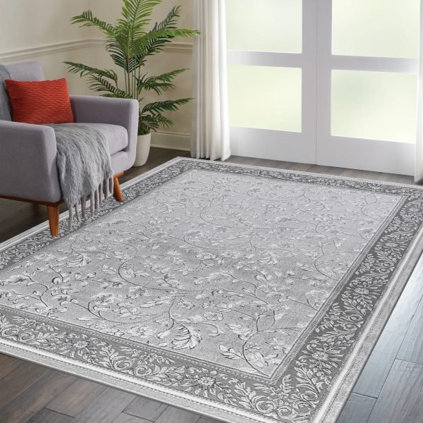 Marco traditional floral rug in Grey