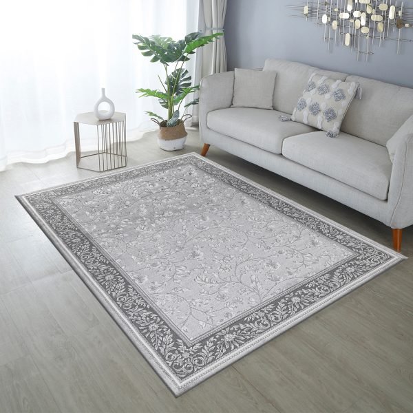 Marco traditional floral rug in Grey