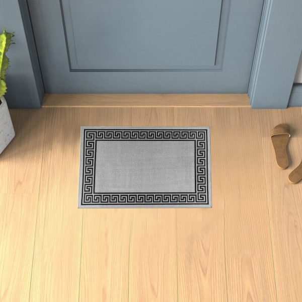 Greeky bordered rug in Grey Black