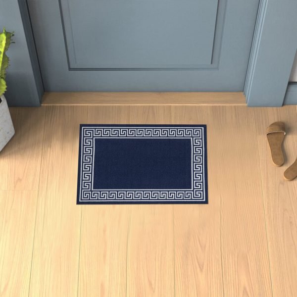 Greeky bordered rug in Navy