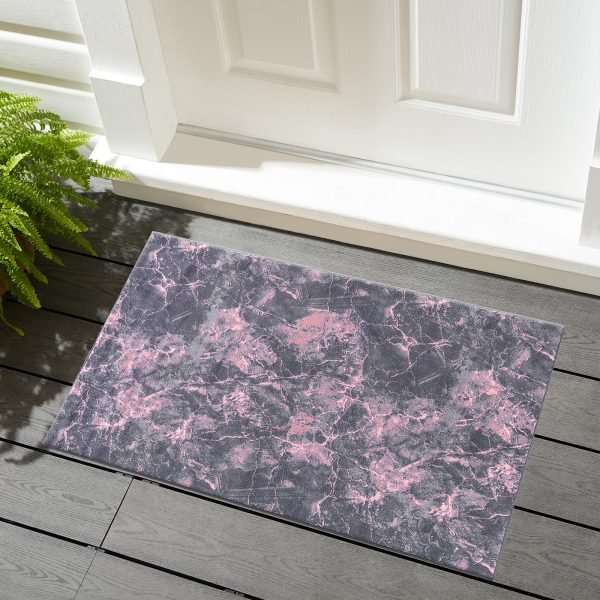 Marble effect rug in Pink