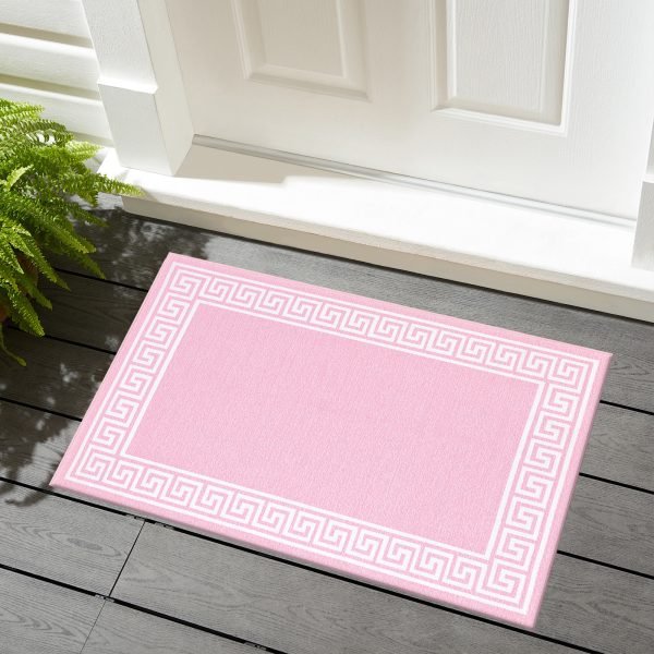 Greeky bordered rug in Pink