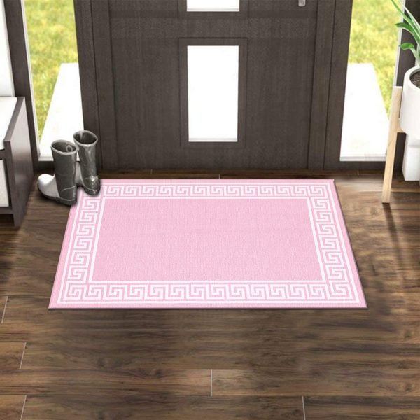 Greeky bordered rug in Pink