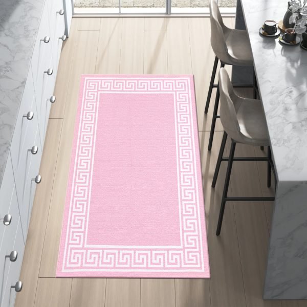 Pink-71.jpg Greeky bordered rug in Pink