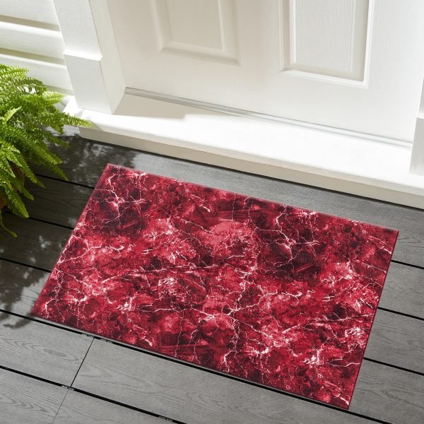 Red-2.jpg Marble effect rug in Red