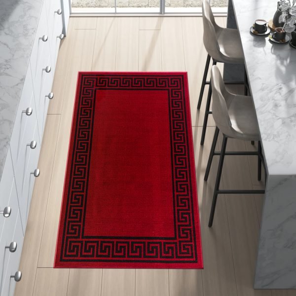 RedBlack-10.jpg Greeky bordered rug in Red Black