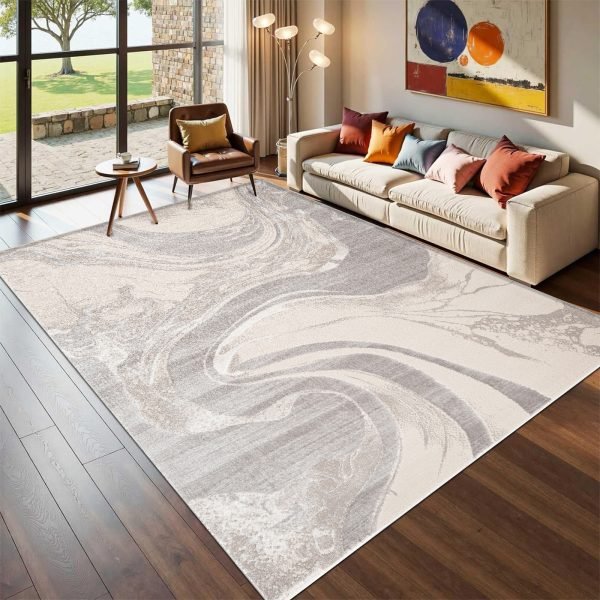 Iris abstract rug in Beige