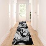 Iris abstract rug in Black Grey