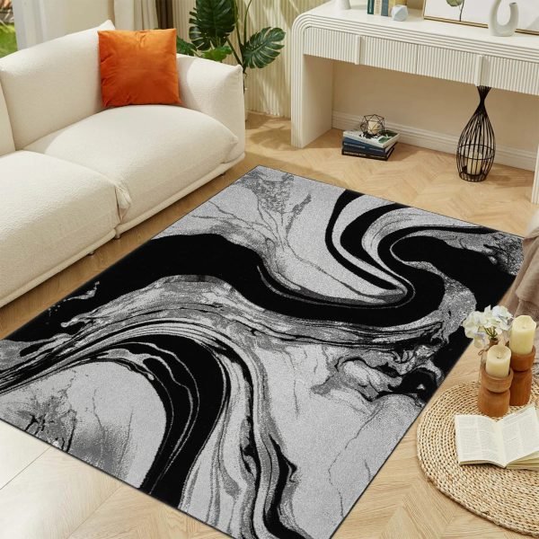 BlackGrey-13.jpg Iris abstract rug in Black Grey