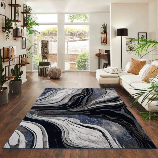 Gant abstract rug in Blue