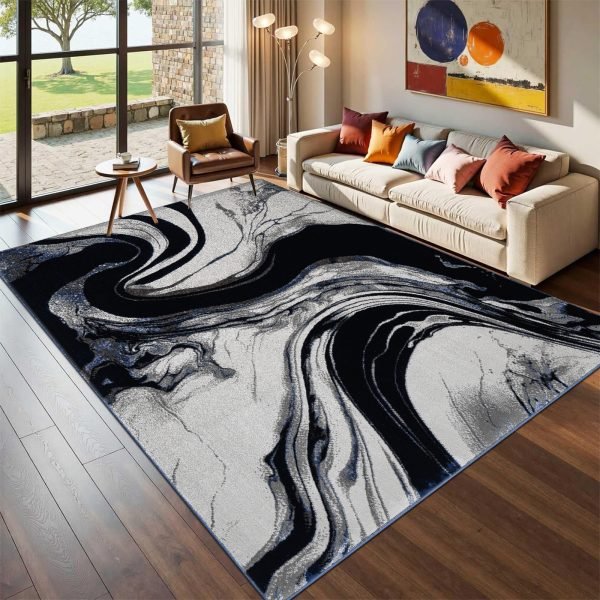 Iris abstract rug in Blue