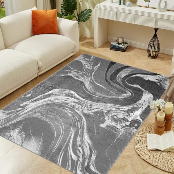 Iris abstract rug in Dark Grey