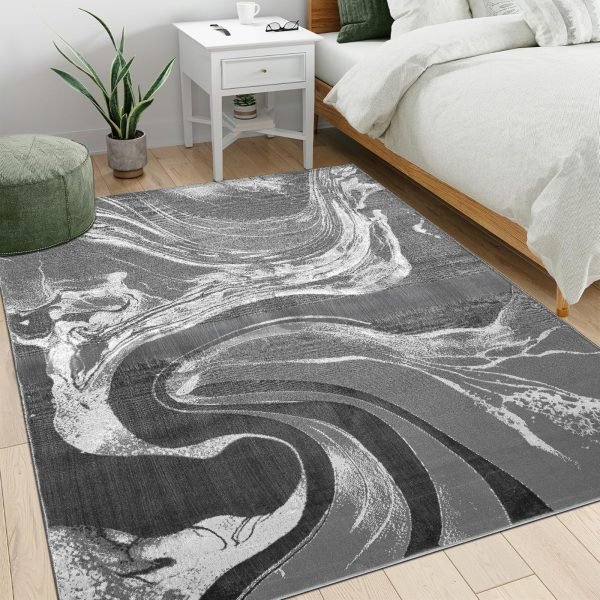 Iris abstract rug in Dark Grey