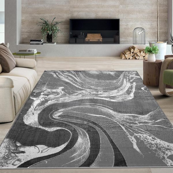 Iris abstract rug in Dark Grey