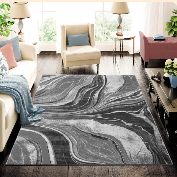 Gant abstract rug in Dark Grey