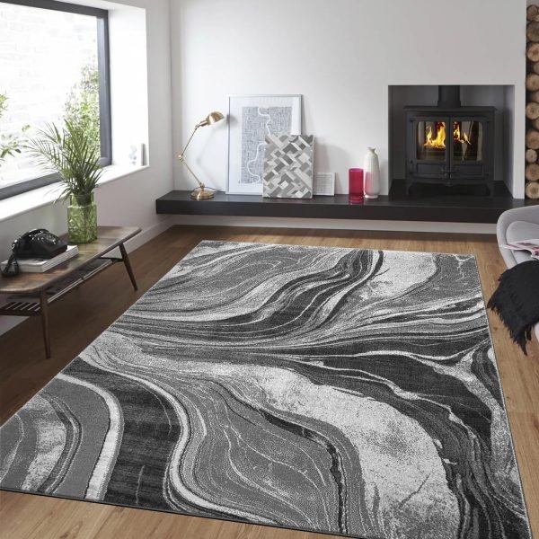 Gant abstract rug in Dark Grey