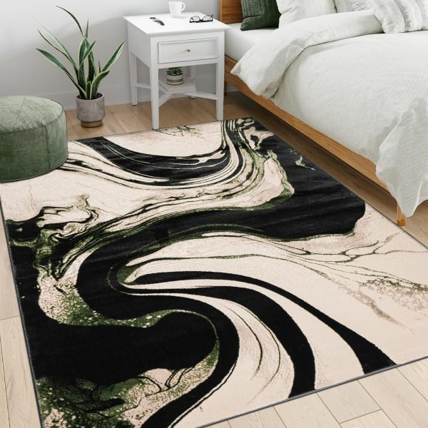 Iris abstract rug in Green