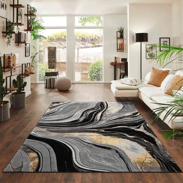 Gant abstract rug in Ochre