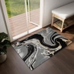 Iris abstract rug in Ochre