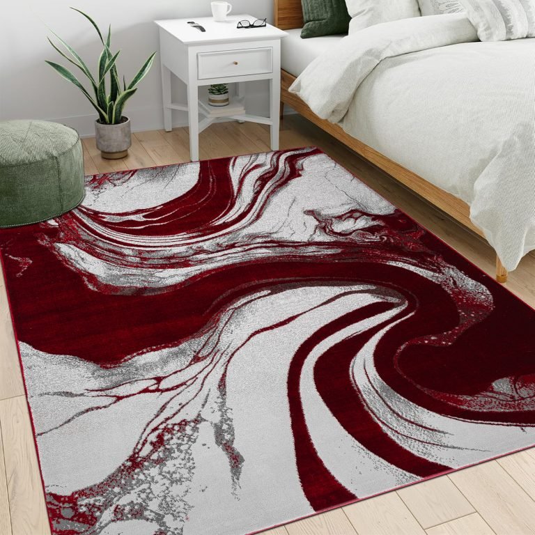 Iris rug in red with jute backing