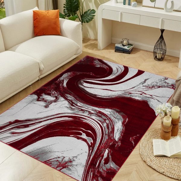 Iris abstract rug in Red