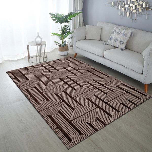 Luna geometric rug in Coffee