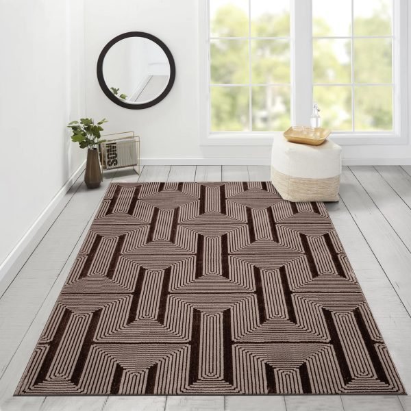 Coffee-6.jpg Luna geometric rug in Coffee