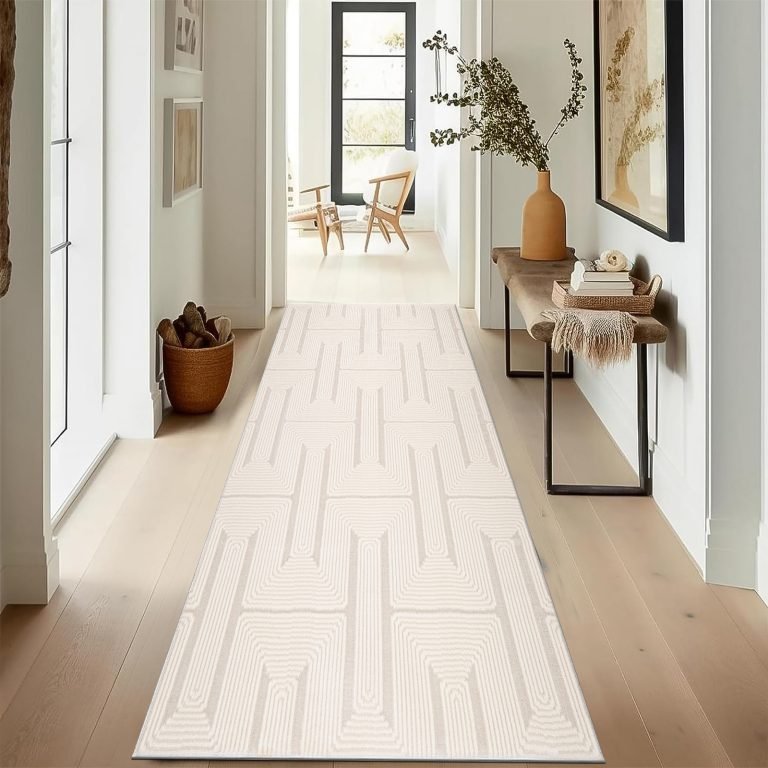 Cream runner rug in a bright hallway