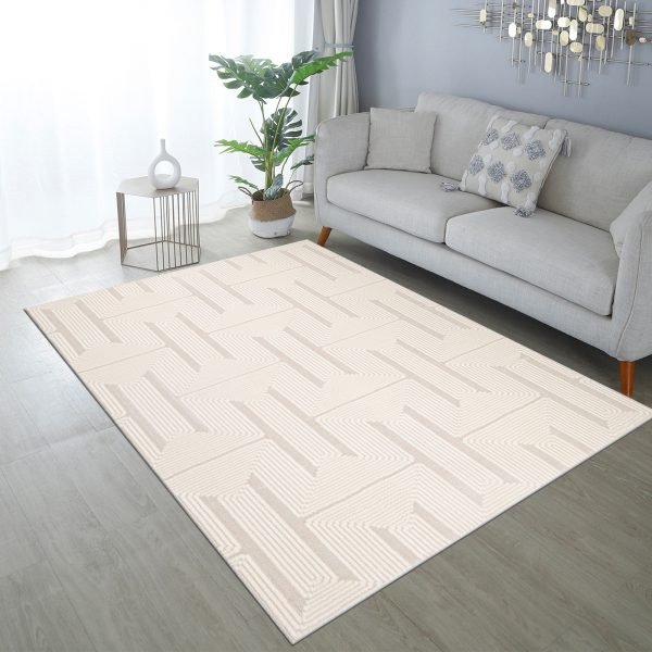 Luna geometric rug in Cream