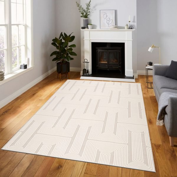 Luna geometric rug in Cream