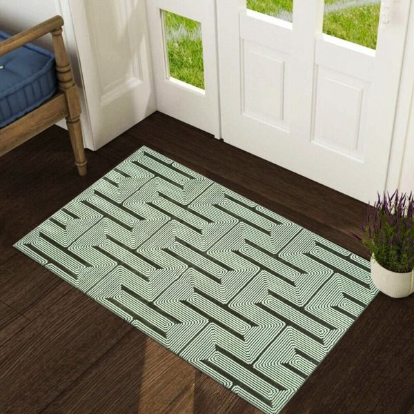 Luna geometric rug in Green