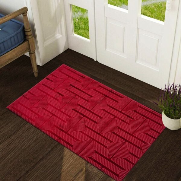 Luna geometric rug in Red