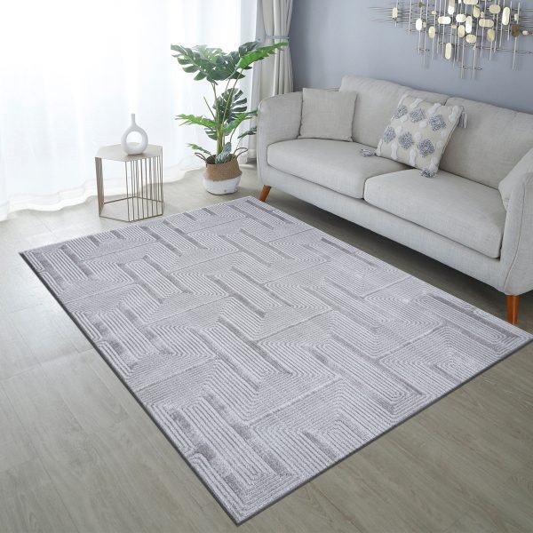 Luna geometric rug in Silver