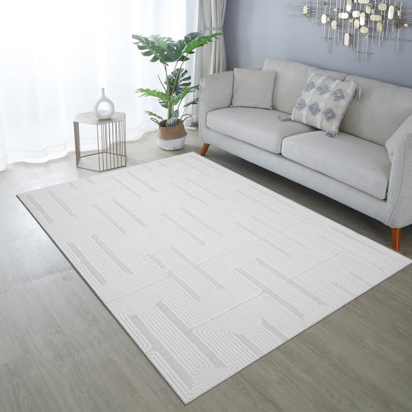 Luna geometric rug in White